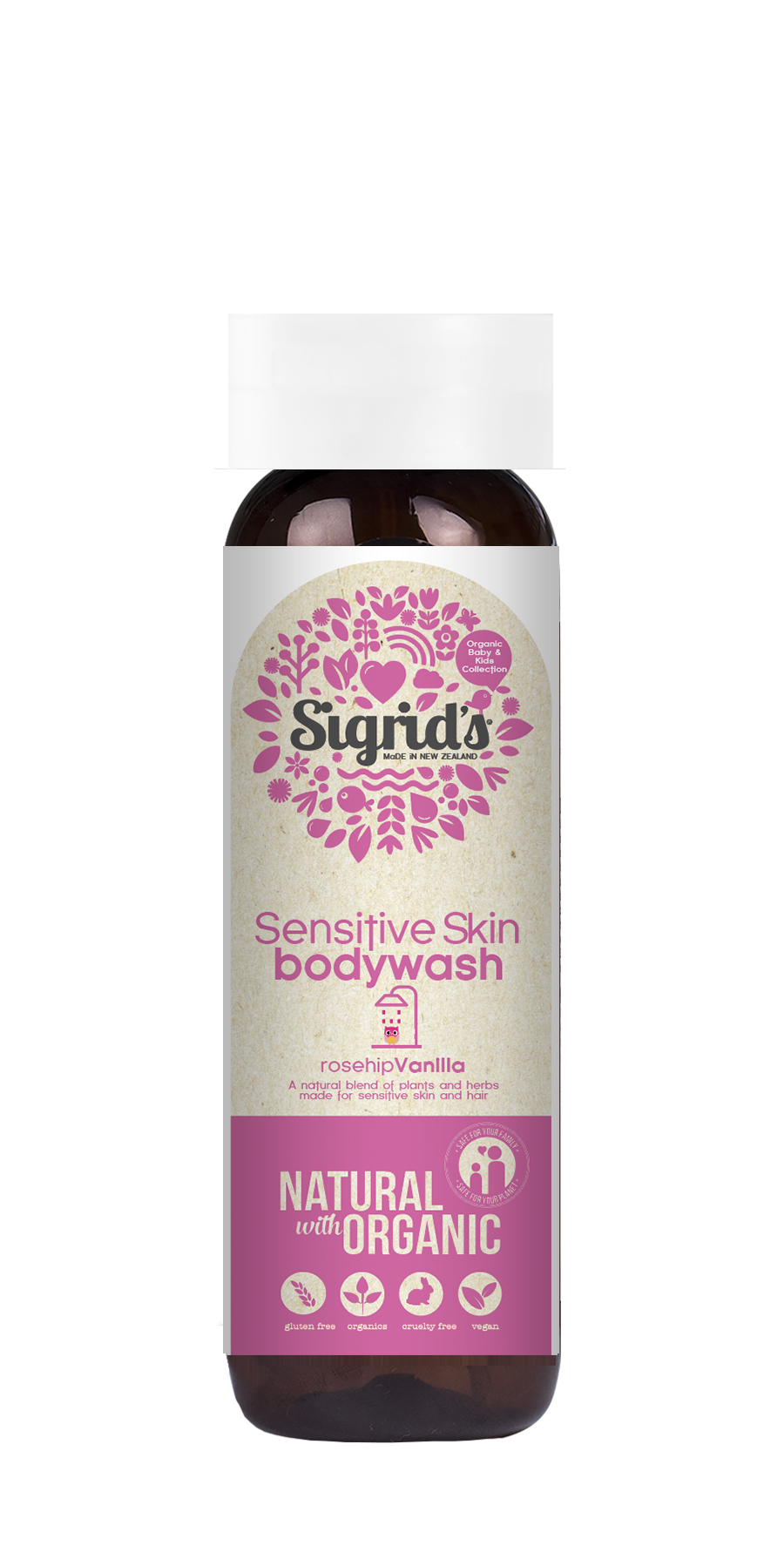 Natural Sensitive skin body wash, with organic extracts